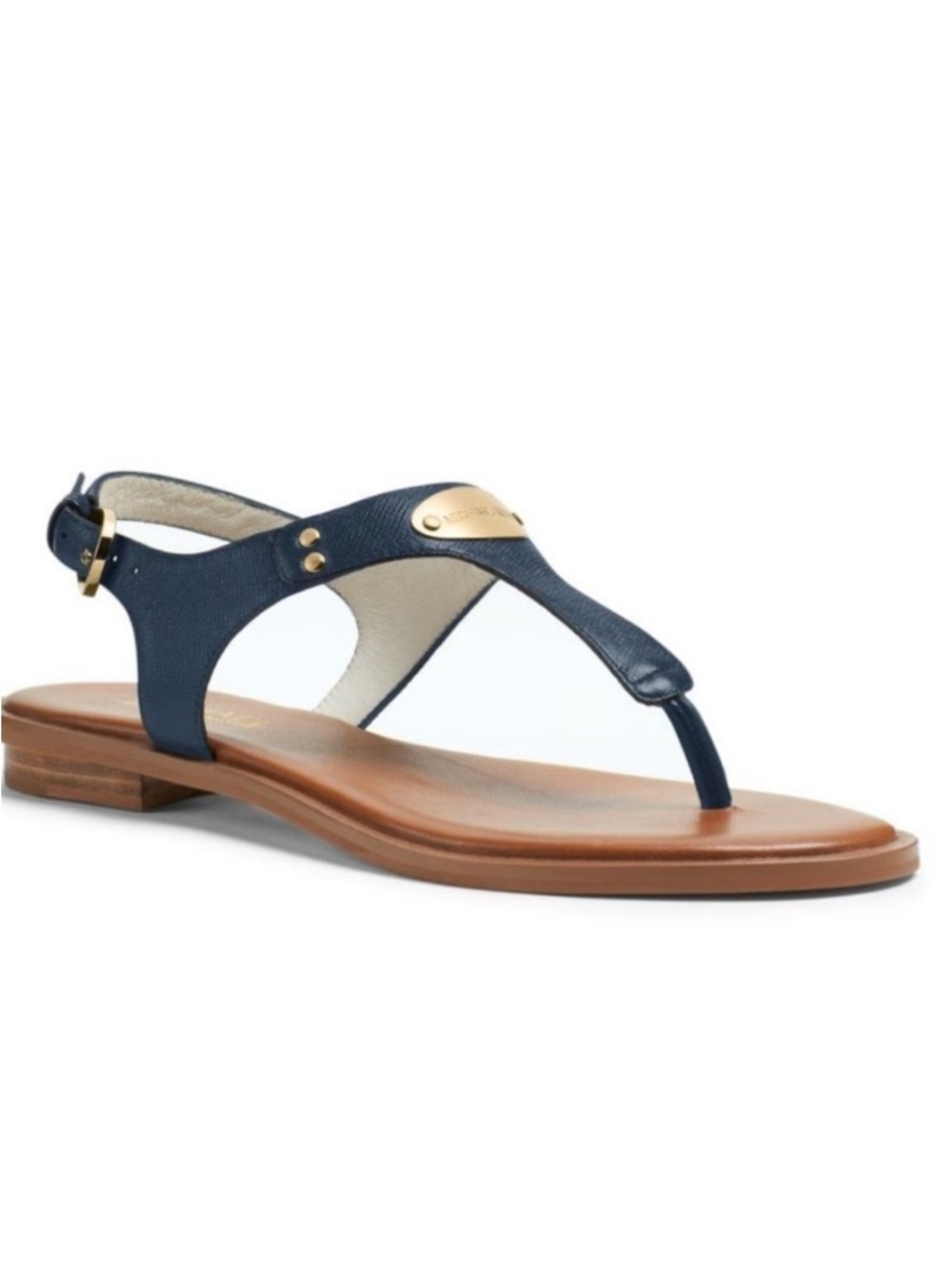 Michael Kors Plate Flat Thong Sandals Denim Size 8.5 Leather